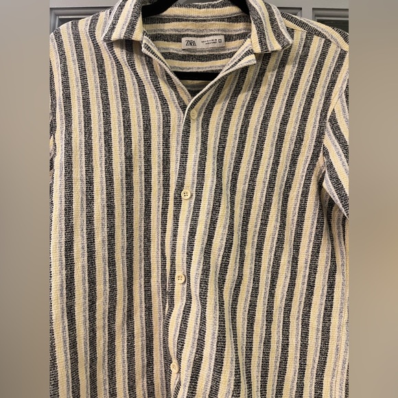 Zara Men’s textured striped shirt size small - Picture 4 of 7